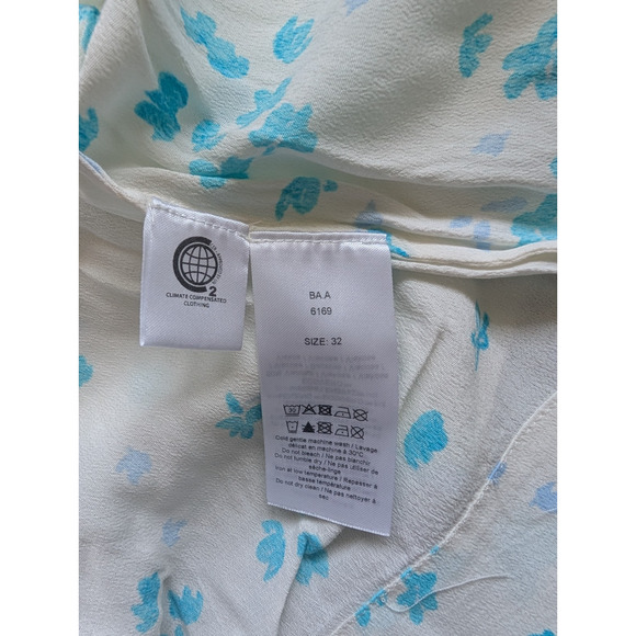 NWT GANNI Shirred Floral ECOVERO-blend crepe mini dress Size EU 32 US 0 #1D456 - Picture 9 of 10